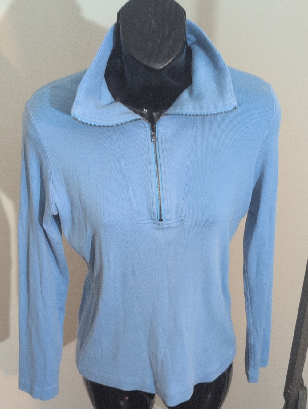 Marccain | Womenβs Light Blue Quarter-Zip Pullover Top